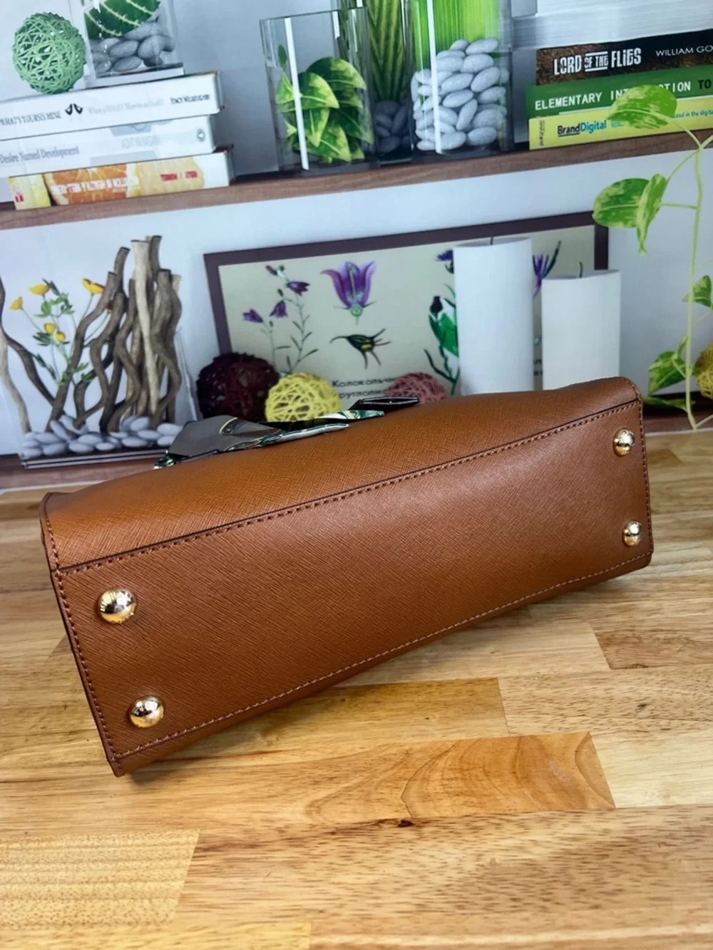 Michael Kors Hamilton Satchel in Luggage Brown with Gold Hardware - Picture 5 of 10